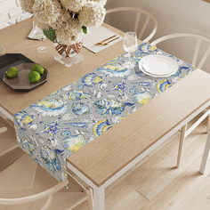 Дорожка водоотталкивающая на стол JoyArty Морское изобилие ptt_423830 145х40см серый