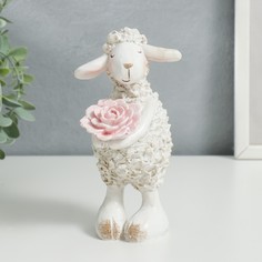 Сувенир полистоун "Барашик с цветком" 17х10х8 см No Brand