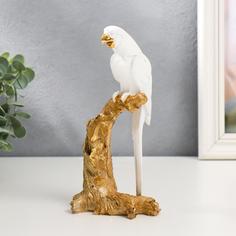 Сувенир полистоун "Белый попугай Ара на золотом дереве" 20х7х10,5 см No Brand