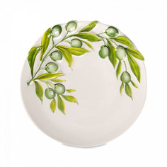 Тарелка обеденная, EDELWEISS, Оливки, 30 см, керамика, белый, зеленый