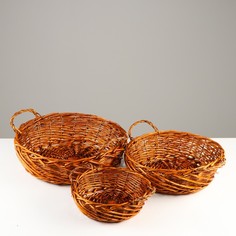 Набор корзин 3 шт 42х14 см, 34х11,5 см, 26х9 см, ива No Brand