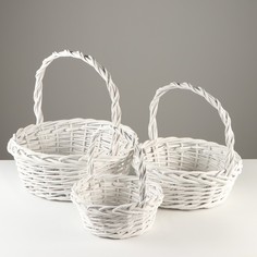 Набор корзин 3 шт 43х17/44 см 35х14/36 см 27х11/28 см, ива No Brand