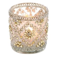 Подсвечник Goodwill deco Flower серебряный 8 см стекло-ткань