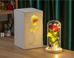 Светильник ночник Роза на светлой подставке с фигурками Жених и невеста No Brand