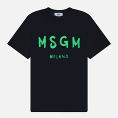 Мужская футболка MSGM Brush Stroke Logo, цвет чёрный, размер L