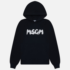 Мужская толстовка MSGM New Brosh Stroke Logo Hoodie, цвет чёрный, размер XL