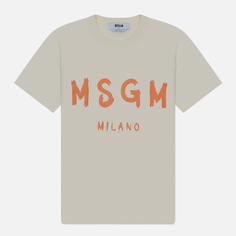 Женская футболка MSGM Brush Stroke Logo, цвет белый, размер L