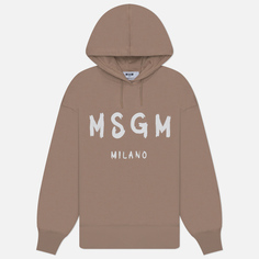 Женская толстовка MSGM Brush Stroke Logo Hoodie, цвет бежевый, размер S