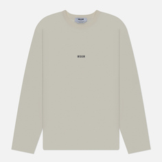 Мужской лонгслив MSGM Micrologo Basic Crew Neck, цвет бежевый, размер M