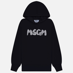 Женская толстовка MSGM New Logo Brush Glitter Print, цвет чёрный, размер L