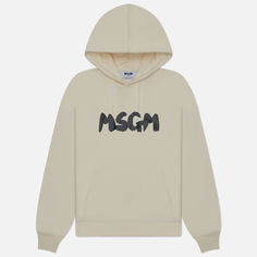 Мужская толстовка MSGM New Brosh Stroke Logo Hoodie, цвет бежевый, размер L