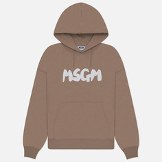 Мужская толстовка MSGM New Brosh Stroke Logo Hoodie, цвет бежевый, размер L