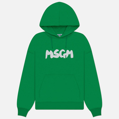 Мужская толстовка MSGM New Brosh Stroke Logo Hoodie, цвет зелёный, размер M