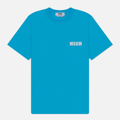 Мужская футболка MSGM Never Look Back Print Regular, цвет голубой, размер L