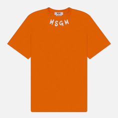 Мужская футболка MSGM Collar Brush Stroke Print, цвет оранжевый, размер XL