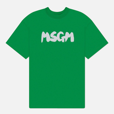 Мужская футболка MSGM New Brush Stroke, цвет зелёный, размер XL