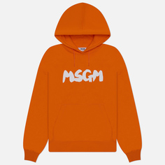 Мужская толстовка MSGM New Brosh Stroke Logo Hoodie, цвет оранжевый, размер S