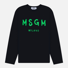 Мужской лонгслив MSGM Brush Stroke Logo Print, цвет чёрный, размер M