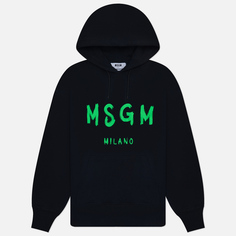 Мужская толстовка MSGM Brush Stroke Logo Print Hoodie, цвет чёрный, размер XL