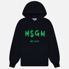 Мужская толстовка MSGM Brush Stroke Logo Print Hoodie, цвет чёрный, размер XL