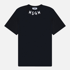 Мужская футболка MSGM Collar Brush Stroke Print, цвет чёрный, размер XL