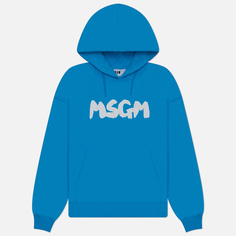 Мужская толстовка MSGM New Brosh Stroke Logo Hoodie, цвет голубой, размер S