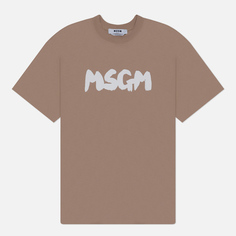 Мужская футболка MSGM New Brush Stroke, цвет бежевый, размер L