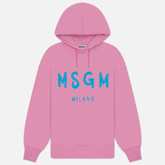Женская толстовка MSGM Brush Stroke Logo Hoodie, цвет розовый, размер L