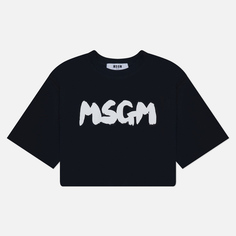 Женская футболка MSGM New Logo Brush, цвет чёрный, размер L