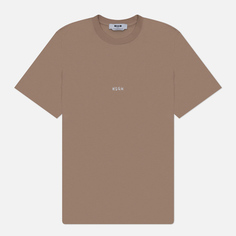 Мужская футболка MSGM Brush Stroke Micrologo Print Regular, цвет коричневый, размер L