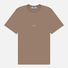 Мужская футболка MSGM Brush Stroke Micrologo Print Regular, цвет коричневый, размер L
