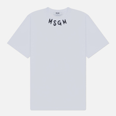 Мужская футболка MSGM Collar Brush Stroke Print, цвет белый, размер XL