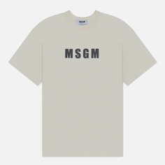 Мужская футболка MSGM Macrologo Print, цвет бежевый, размер M