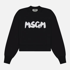 Женская толстовка MSGM New Logo Brush Print, цвет чёрный, размер XS