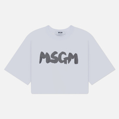 Женская футболка MSGM New Logo Brush, цвет белый, размер S