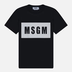 Женская футболка MSGM Box Logo, цвет чёрный, размер M