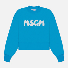 Женская толстовка MSGM New Logo Brush Print, цвет голубой, размер XS