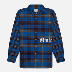 Мужская рубашка uniform experiment Flannel Check Gothic Logo Baggy, цвет синий, размер M
