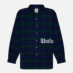 Мужская рубашка uniform experiment Flannel Check Gothic Logo Baggy, цвет зелёный, размер M