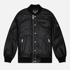 Мужская куртка бомбер Evisu Evergreen Kamon Emboss Leather, цвет чёрный, размер XXL