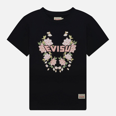 Женская футболка Evisu Floral & Logo Printed, цвет чёрный, размер XS