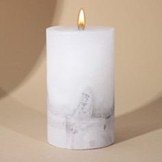 Свеча интерьерная белая с бетоном, 10 х 6 см No Brand