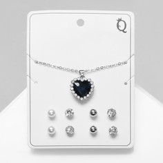 Гарнитур 5 предметов: 4 пары пусет, кулон Queen Fair