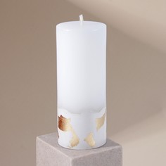 Свеча интерьерная белая с бетоном (поталь), 15 х 6 см No Brand