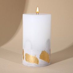 Свеча интерьерная белая с бетоном (поталь), 9,5 х 6 см No Brand