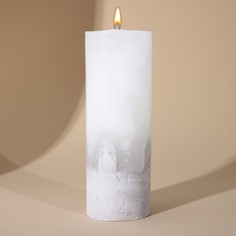 Свеча интерьерная белая с бетоном, 14 х 5 см No Brand