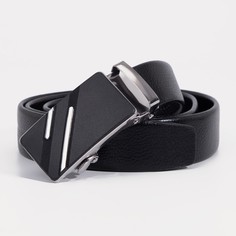 Ремень мужской, ширина 3.5 см, пряжка автомат, цвет черный No Brand