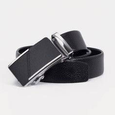 Ремень мужской, ширина 3.5 см, пряжка автомат, цвет черный No Brand