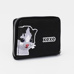 Кошелек на молнии, отдел для карт, для монет, цвет черный No Brand