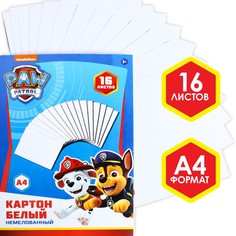 Картон односторонний немелованный, а4, 16 л., 200г/м2 PAW Patrol